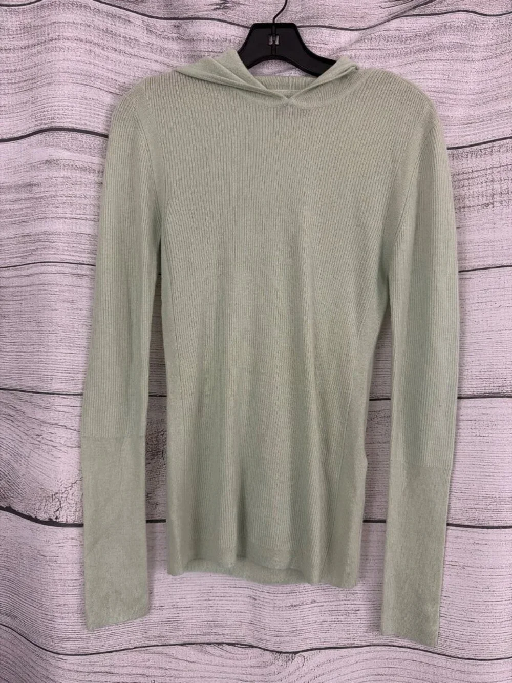 Vintage Kate Spade Saturday Wool Cashmere Ribbed Hooded Sweater Size XL